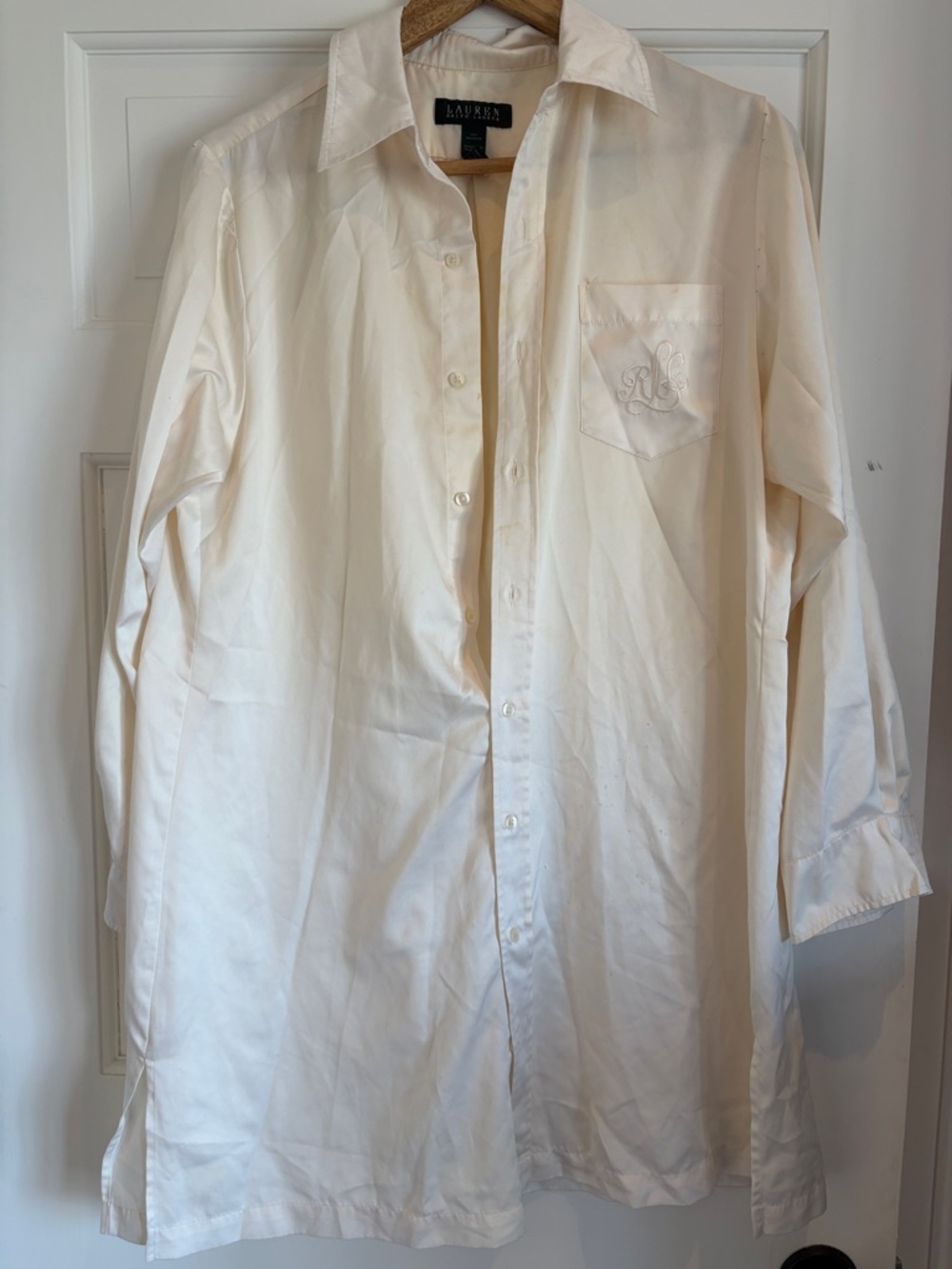 Ralph Lauren Ivory Button-Front Shirt for Silky Sleep